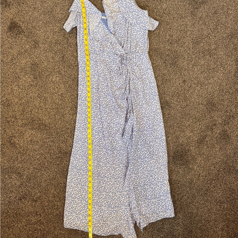Veronica Beard Blue Spaghetti Strap Ruffle Ruched Midi Dress Spring/Summer Sz 6 - Picture 11 of 12